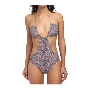 Rachel Pally Alek Sexy Cut Out Monokini Swimsuit SZ L Cement Maze